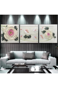 Tranh treo tường bộ 3 Hoa hồng 3D