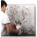 Tranh trang trí phòng khách 3D đầu hươu 