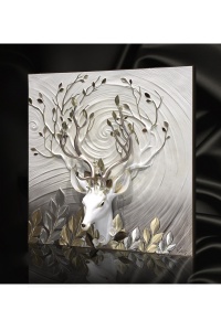 Tranh trang trí phòng khách 3D đầu hươu 