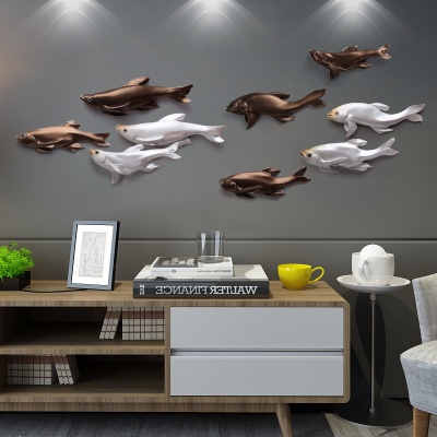 Tranh họa tiết treo tường cửu ngư quần hội 3D