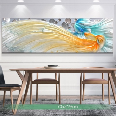 Tranh phòng khách ghế sofa song ngư phát tài - dài