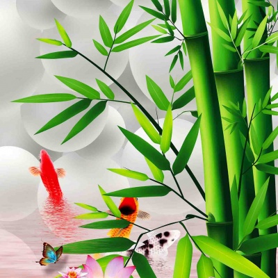 tranh gạch 3d cửu ngư quần hội dọc 110