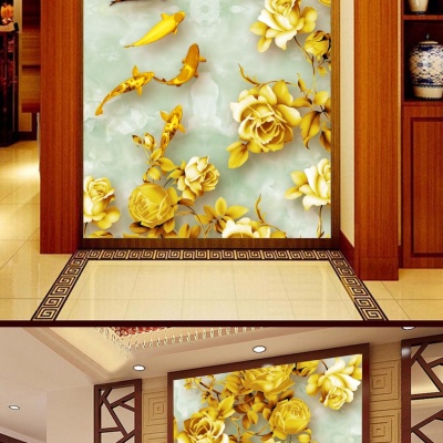 tranh gạch 3d cửu ngư quần hội dọc 88