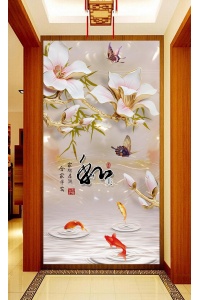 tranh gạch 3d cửu ngư quần hội dọc 89