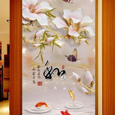 tranh gạch 3d cửu ngư quần hội dọc 89