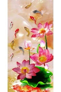 tranh gạch 3d cửu ngư quần hội dọc 95