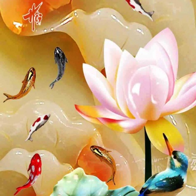 tranh gạch 3d cửu ngư quần hội dọc 97