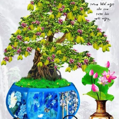 tranh gạch 3d cây khế