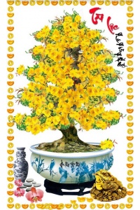 tranh gạch 3d mai vàng 23