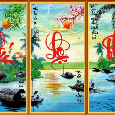 Tranh gạch 3d phúc lộc thọ 08