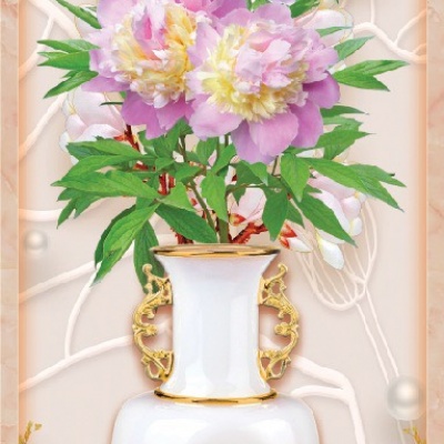 tranh gạch 3d lộc bình 02