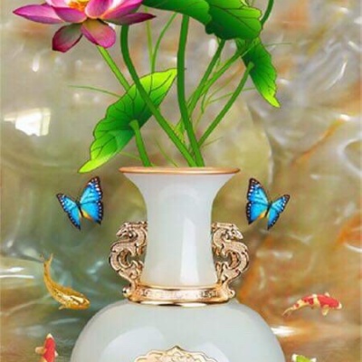 tranh gạch 3d lộc bình 03